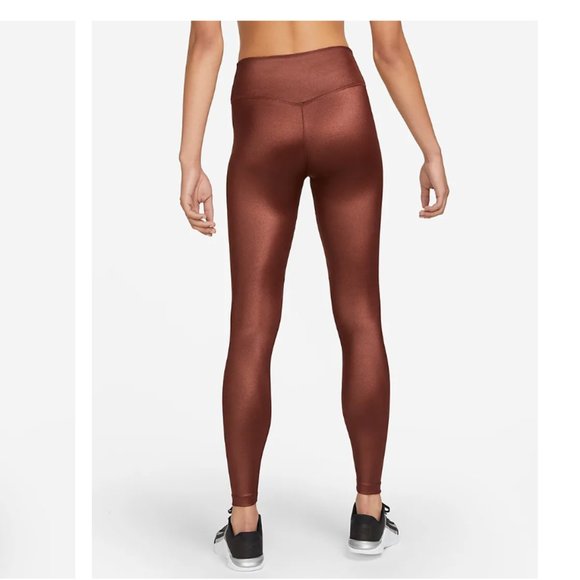 NWT - Nike Dri-FIT One Women's Mid-Rise Shine Leggings - Bronze - Picture 5 of 5